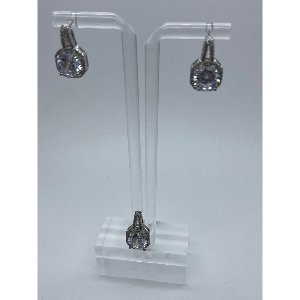 Diamond Cut Earrings and Pendant Set, Jewelry Set, Pendant and Earrings Set